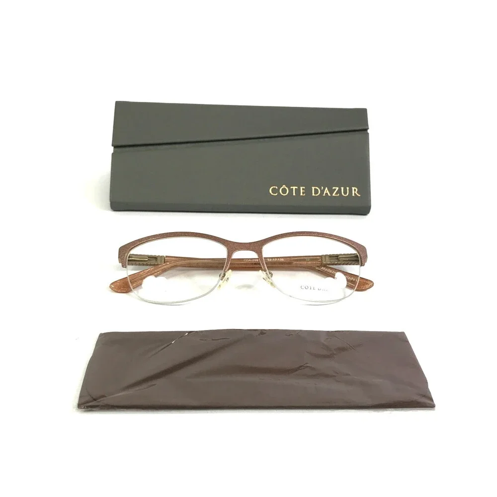Cote D'azur Eyeglasses Frames CDA-255 C1 Pink Gold Cat Eye Half Rim 52-17-135
